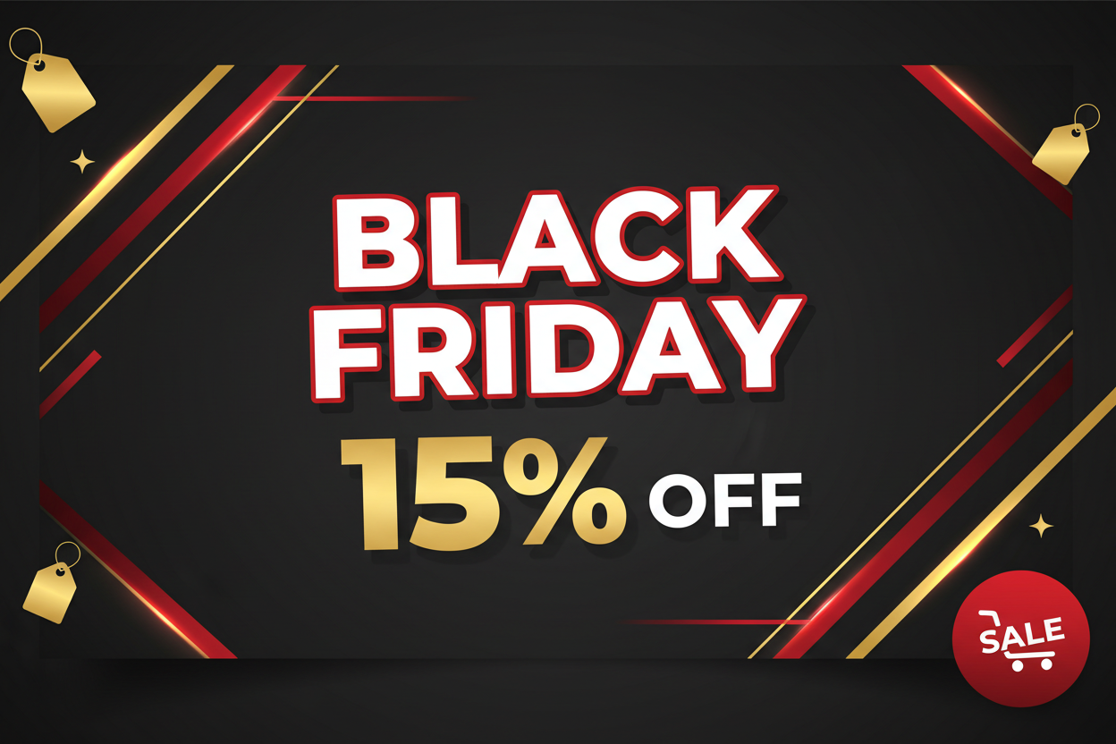 Black Friday banner with 15% off sale